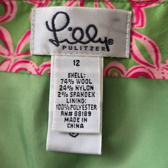 Lilly Pulitzer VTG Y2K Wool Blend Pleated Skirt Size 12 Green Preppy Academia - Picture 8 of 8